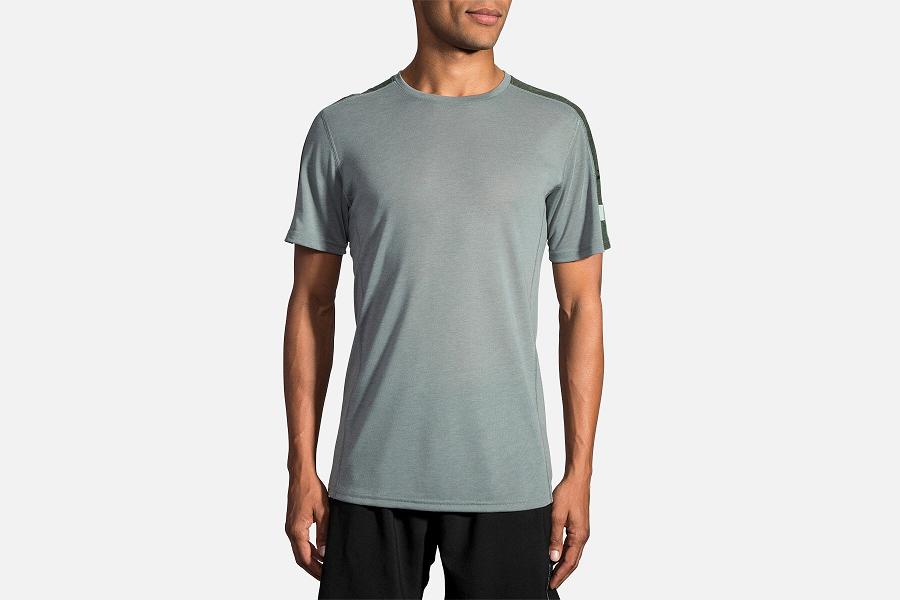 Brooks Distance Men Clothes & Running Shirt Grey CZY785120
